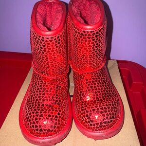 UGG Red Heart Cutout Boots